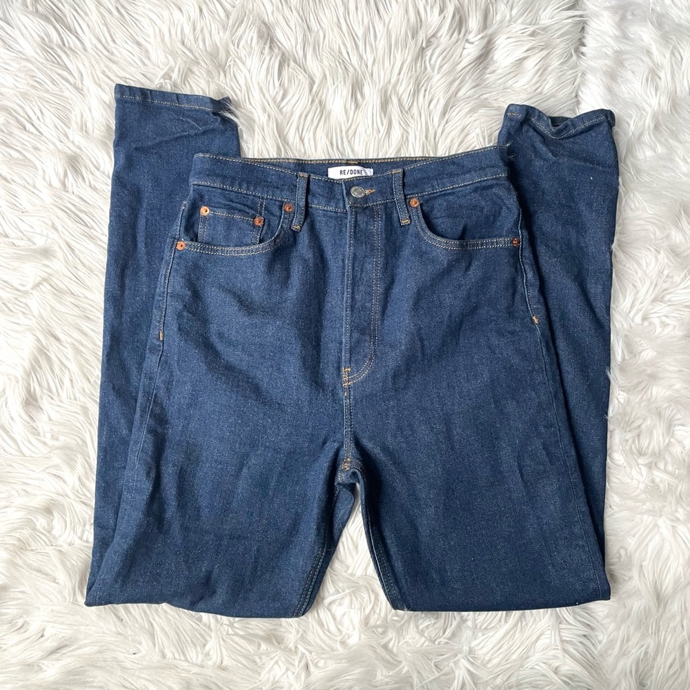 RE/DONE Super High Drainpipe Denim Jeans in Rigid Like 29